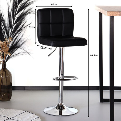 Lizzely Garden & Living Tabouret de bar Anel simili cuir noir