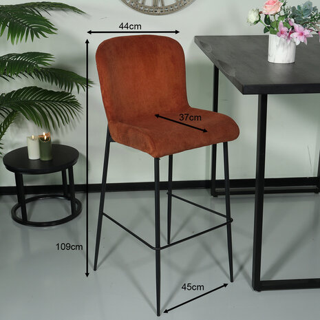 Lizzely Garden & Living Tabouret de bar côtelé marron Inge