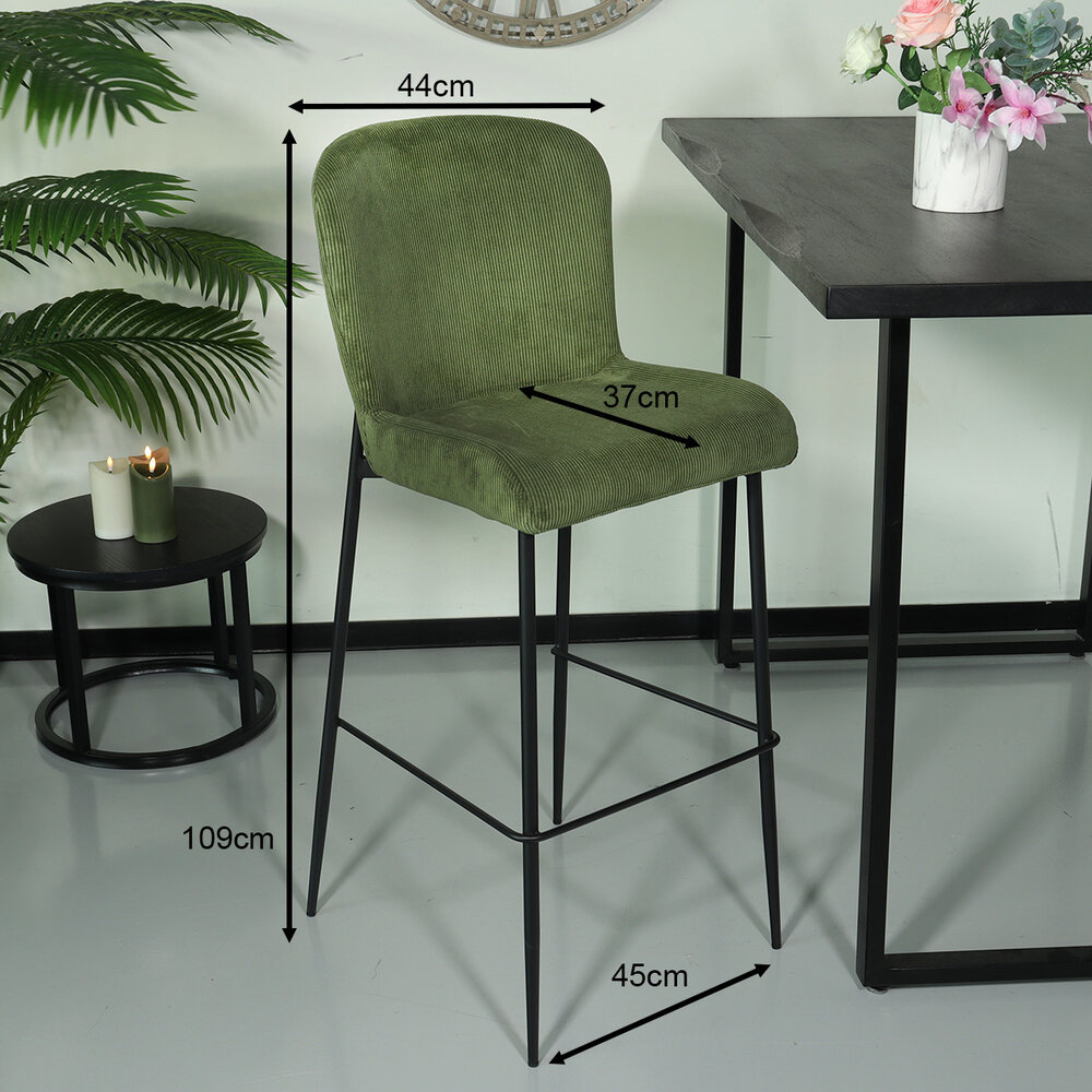 Tabouret de bar côtelé vert foncé Inge