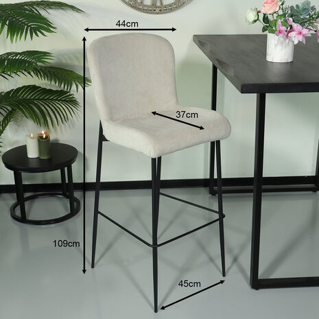 Lizzely Garden & Living Tabouret de bar côtelé gris clair Inge Lizzely Garden & Living Tabouret de bar côtelé gris clair Inge