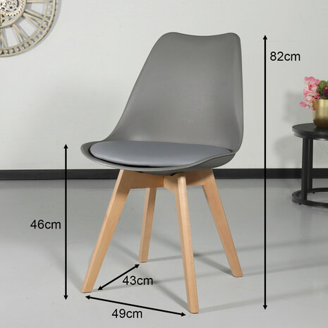 Lizzely Garden & Living Chaise de salle à manger avec rembourrage à l’assise gris