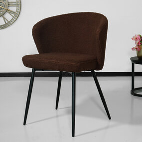 Lizzely Garden & Living Chaise de salle à manger teddy bouclé marron Felix Lizzely Garden & Living Chaise de salle à manger teddy bouclé marron Felix