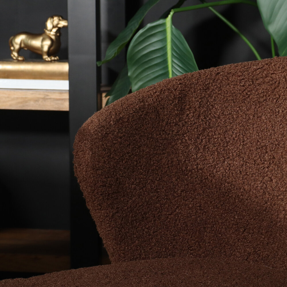 Chaise de salle à manger teddy bouclé marron Felix