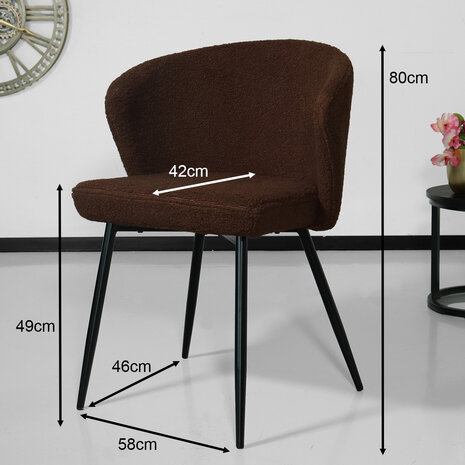 Lizzely Garden & Living Chaise de salle à manger teddy bouclé marron Felix