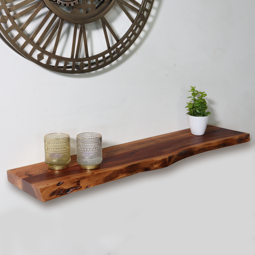 Etagère murale Inge industrial longueur 90cm décoration murale en bois d'acacia