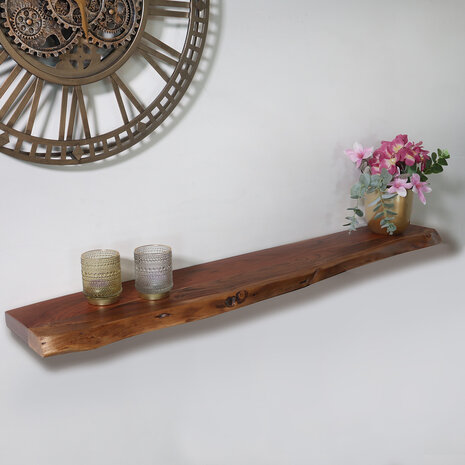 Lizzely Garden & Living Etagère murale Inge industrial longueur 120cm décoration murale en bois d'acacia