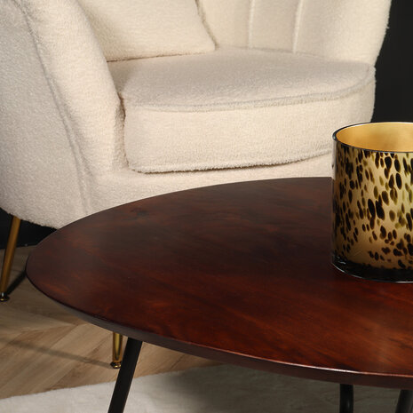 Lizzely Garden & Living Table basse forme organique set de 2 en bois de manguier Gijs table d'appoint marron et noir