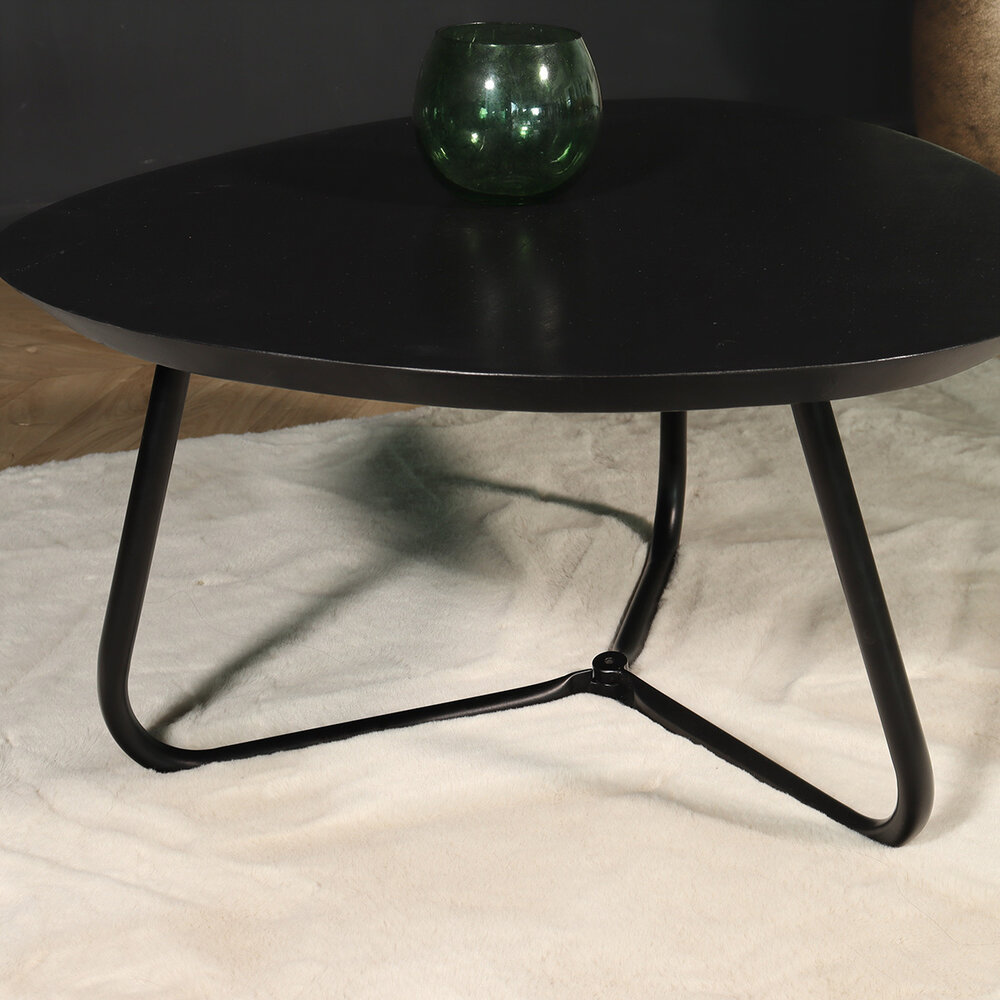 Table basse forme organique set de 2 en bois de manguier Gijs table d'appoint marron et noir