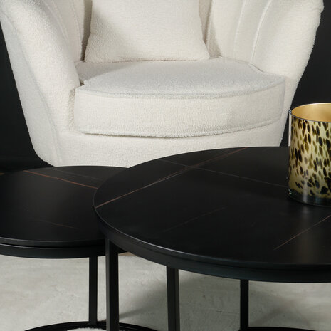 Lizzely Garden & Living Table basse ronde 2 pièces aspect marbre Bero table d'appoint noir table d'appoint en pierre fritée Lizzely Garden & Living Table basse ronde 2 pièces aspect marbre Bero table d'appoint noir table d'appoint en pierre fritée