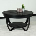 Table basse ronde en bois de manguier noir Sandy