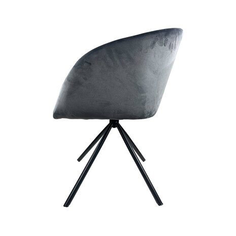 Lizzely Garden & Living Chaise de salle à manger pivotante Willow anthracite velours