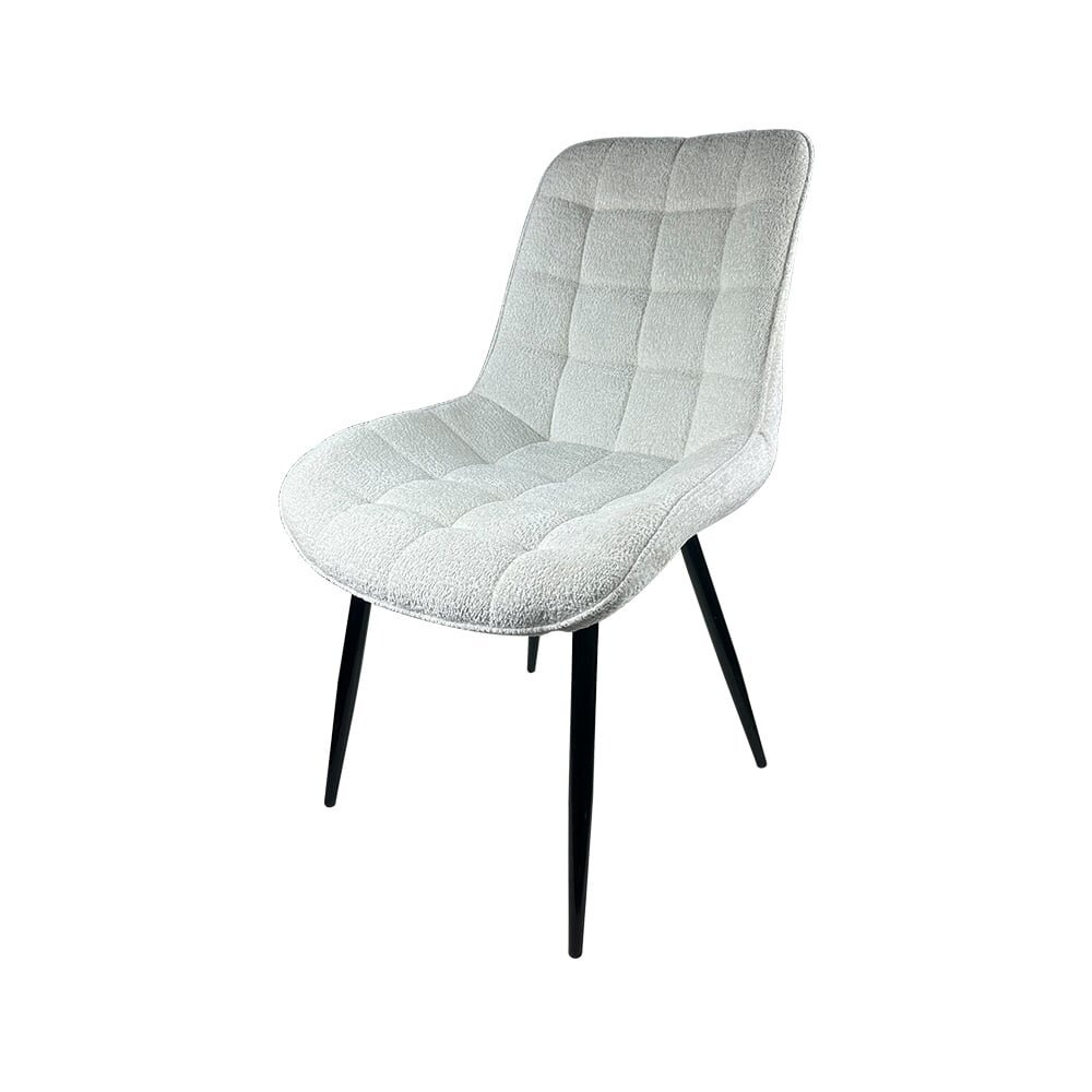 Chaise de salle à manger De Vince en tissu velours chenillé blanc
