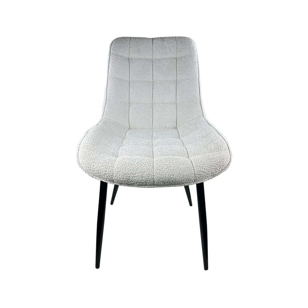 Chaise de salle à manger De Vince en tissu velours chenillé blanc