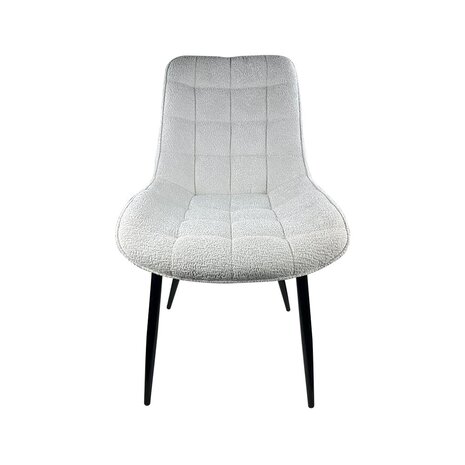 Lizzely Garden & Living Chaise de salle à manger De Vince en tissu velours chenillé blanc