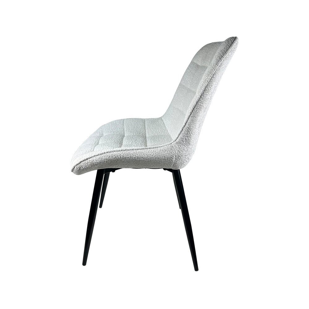 Chaise de salle à manger De Vince en tissu velours chenillé blanc