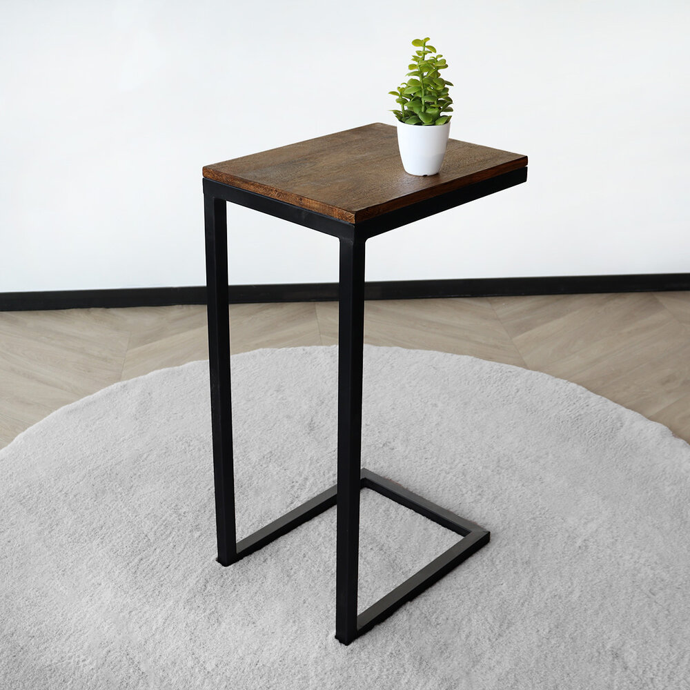 Table d'appoint Jerry en bois de manguier durable de 69 cm bout de canapé