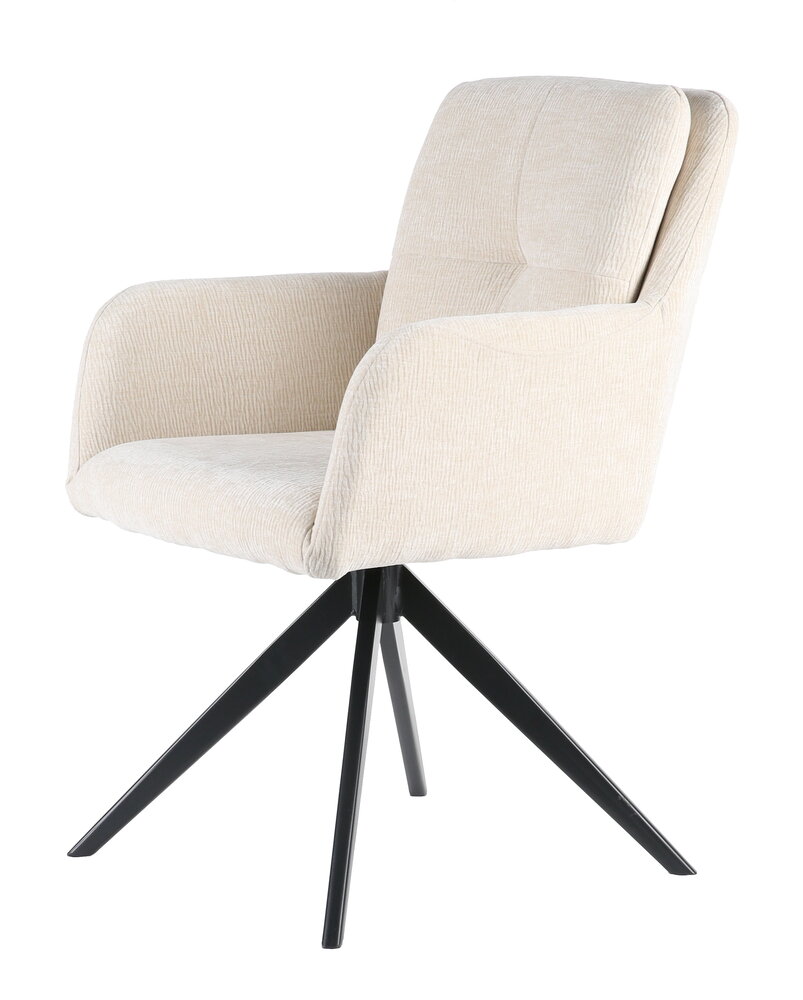 Chaise de salle à manger pivotante Lieve tissu côtelé blanc