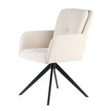 Lizzely Garden & Living Chaise de salle à manger pivotante Lieve tissu côtelé blanc Lizzely Garden & Living Chaise de salle à manger pivotante Lieve tissu côtelé blanc