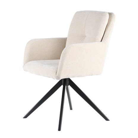 Lizzely Garden & Living Chaise de salle à manger pivotante Lieve tissu côtelé blanc