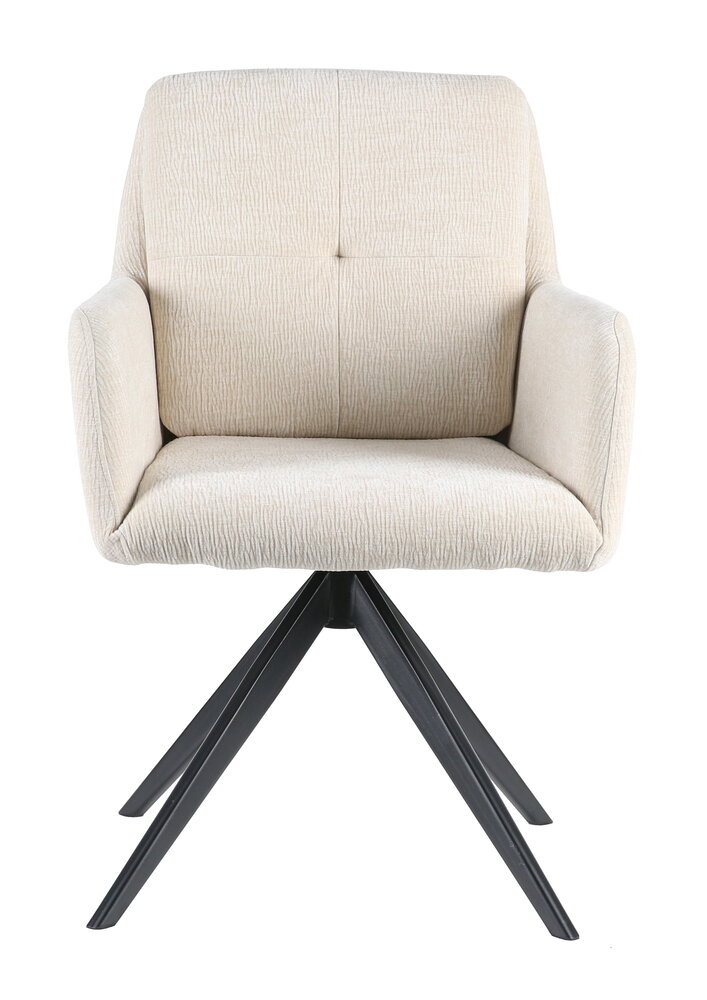 Chaise de salle à manger pivotante Lieve tissu côtelé blanc