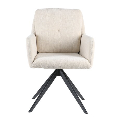 Lizzely Garden & Living Chaise de salle à manger pivotante Lieve tissu côtelé blanc