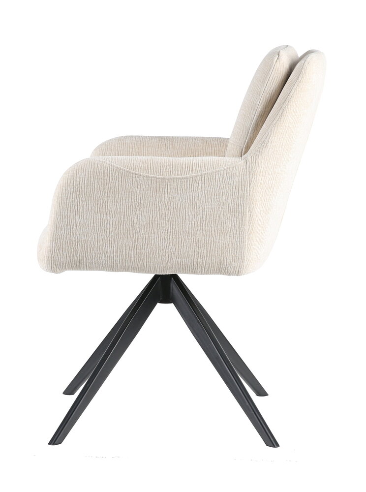 Chaise de salle à manger pivotante Lieve tissu côtelé blanc