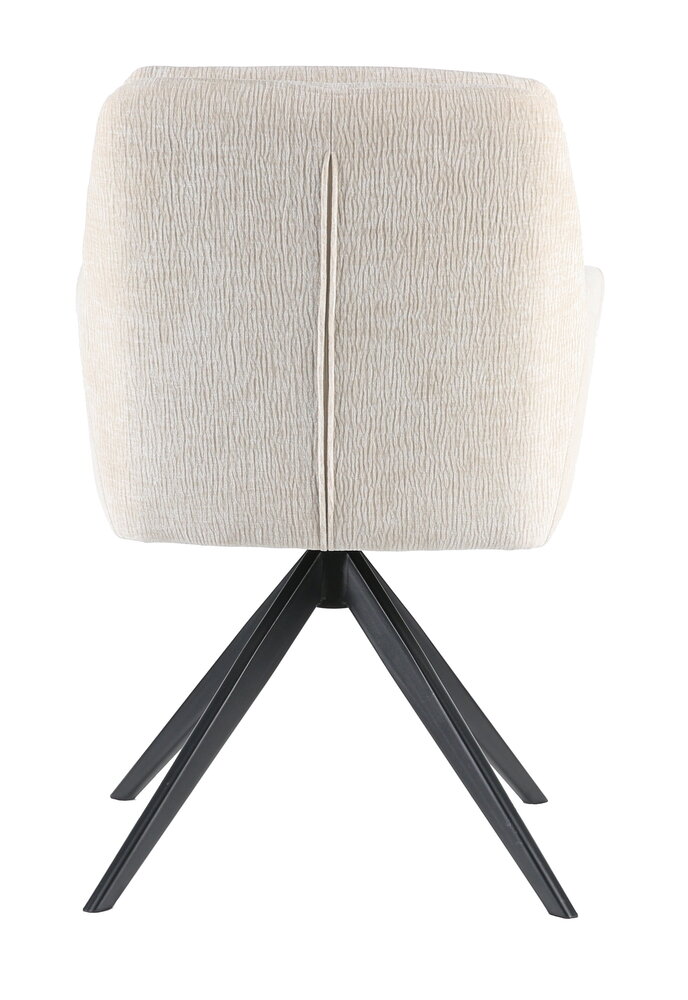 Chaise de salle à manger pivotante Lieve tissu côtelé blanc