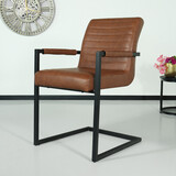 Lizzely Garden & Living Chaise de salle à manger avec accoudoir cognac Noor design