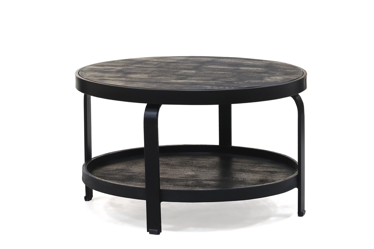 Table basse ronde en bois de manguier Marian noir table d'appoint industrielle Table basse ronde en bois de manguier Marian noir table d'appoint industrielle