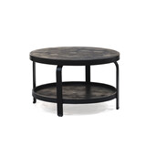Lizzely Garden & Living Table basse ronde en bois de manguier Marian noir table d'appoint industrielle