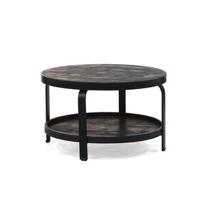 Lizzely Garden & Living Table basse ronde en bois de manguier Marian noir table d'appoint industrielle