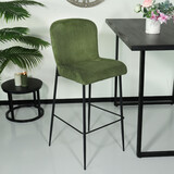 Lizzely Garden & Living Tabouret de bar côtelé vert foncé Inge