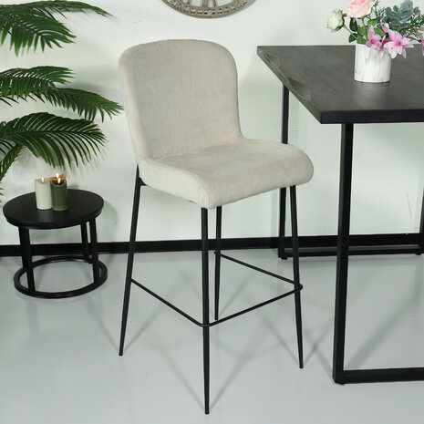 Lizzely Garden & Living Tabouret de bar côtelé gris clair Inge Lizzely Garden & Living Tabouret de bar côtelé gris clair Inge
