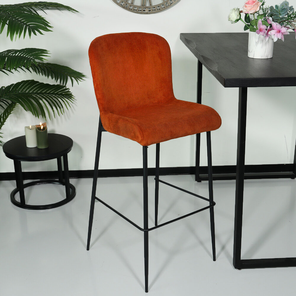 Tabouret de bar côtelé marron Inge