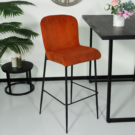 Lizzely Garden & Living Tabouret de bar côtelé marron Inge