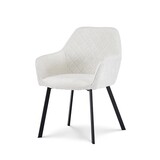 Lizzely Garden & Living Chaise de salle à manger avec accoudoirs Yurgan tissu chenillé blanc