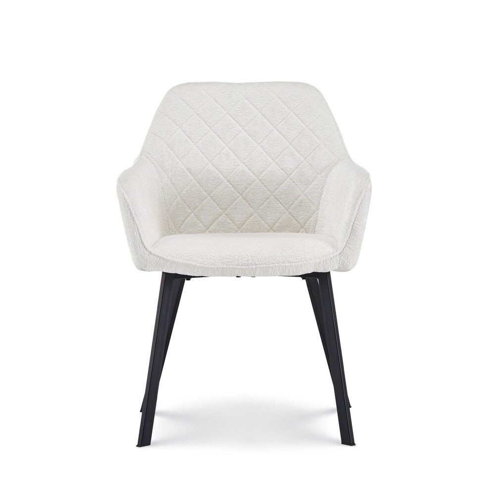 Chaise de salle à manger avec accoudoirs Yurgan tissu chenillé blanc