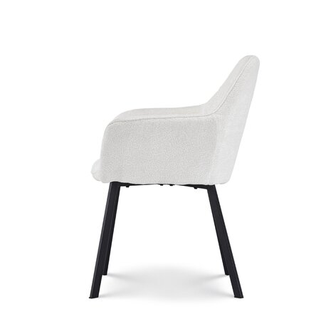 Lizzely Garden & Living Chaise de salle à manger avec accoudoirs Yurgan tissu chenillé blanc