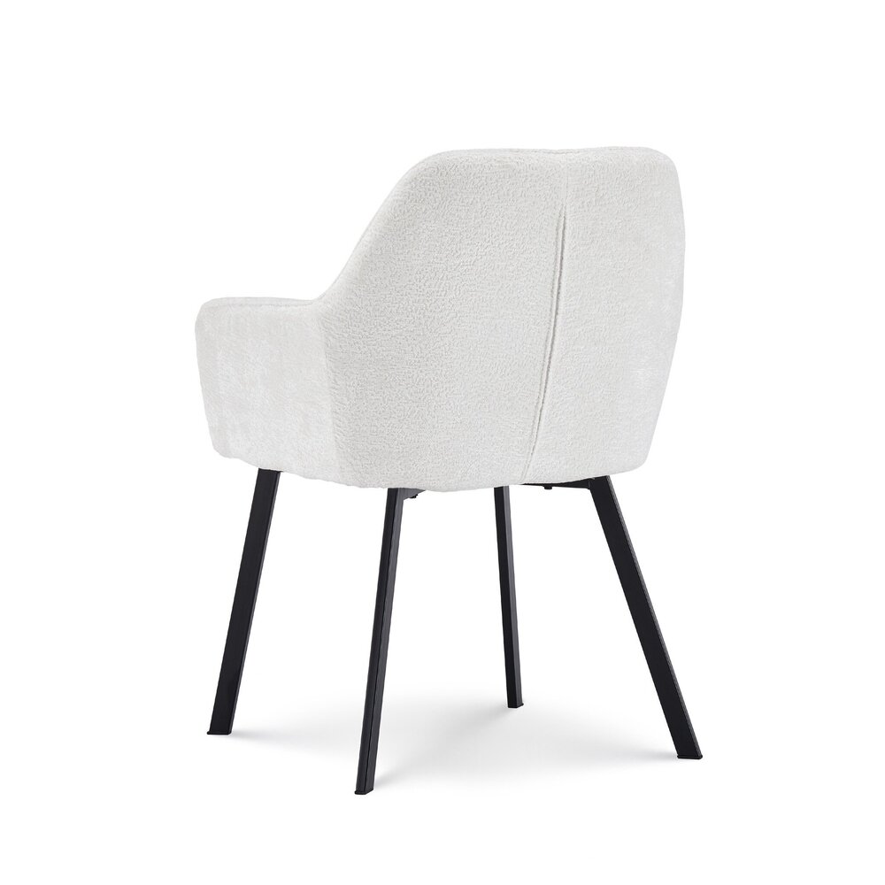Chaise de salle à manger avec accoudoirs Yurgan tissu chenillé blanc