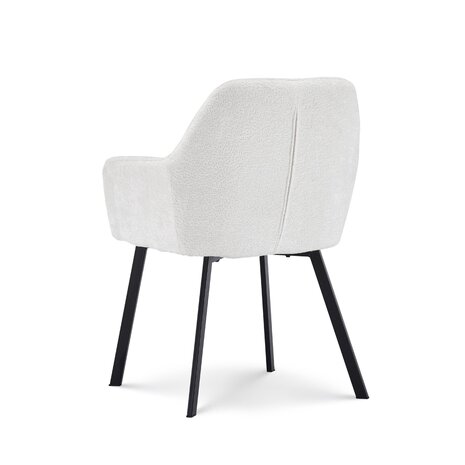 Lizzely Garden & Living Chaise de salle à manger avec accoudoirs Yurgan tissu chenillé blanc