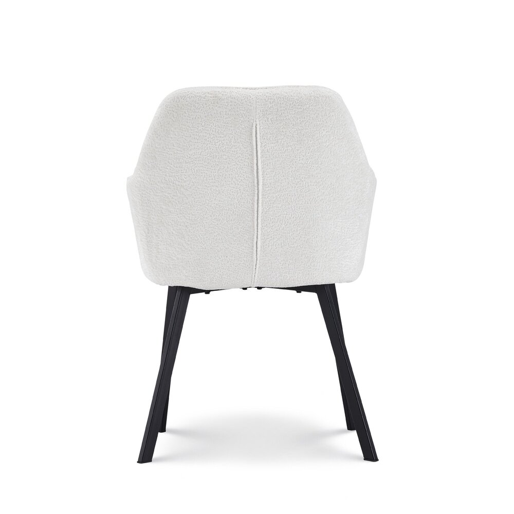 Chaise de salle à manger avec accoudoirs Yurgan tissu chenillé blanc