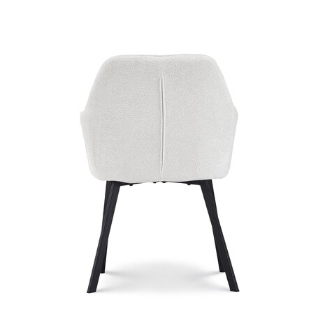 Lizzely Garden & Living Chaise de salle à manger avec accoudoirs Yurgan tissu chenillé blanc