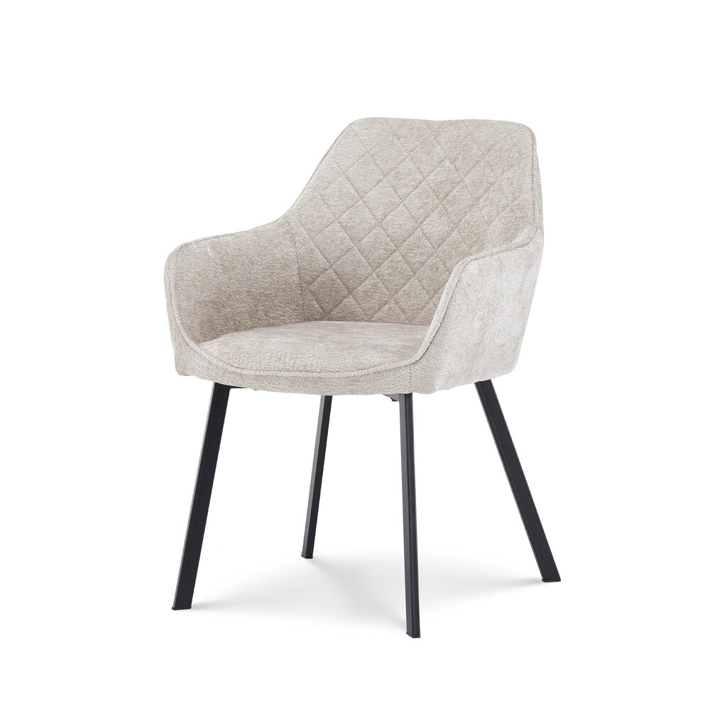 Chaise de salle à manger avec accoudoirs Yurgan tissu chenillé beige