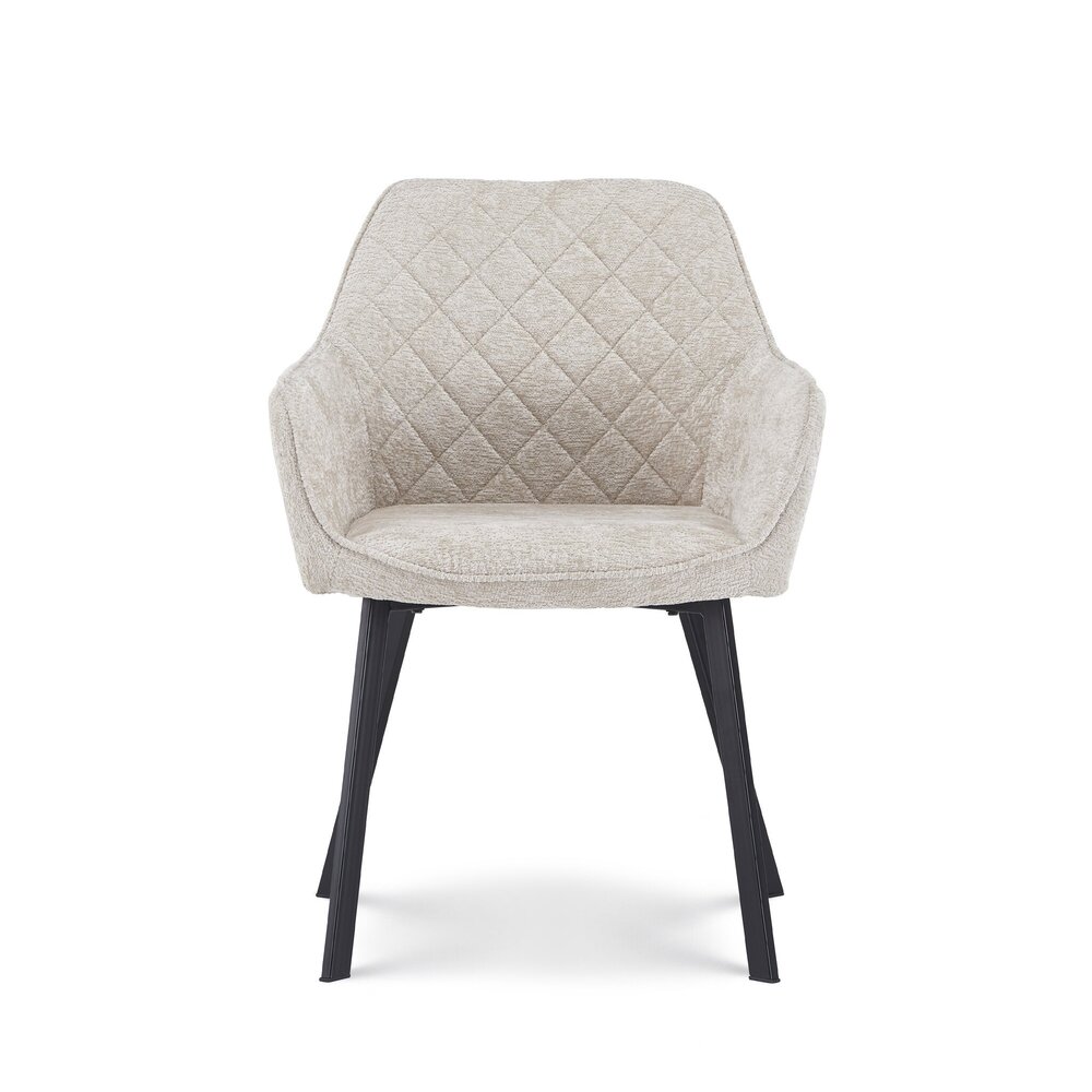 Chaise de salle à manger avec accoudoirs Yurgan tissu chenillé beige