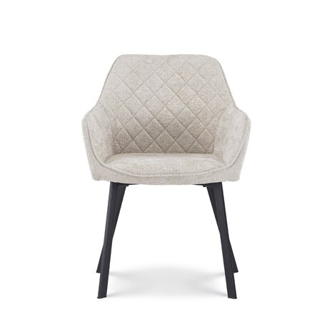 Lizzely Garden & Living Chaise de salle à manger avec accoudoirs Yurgan tissu chenillé beige