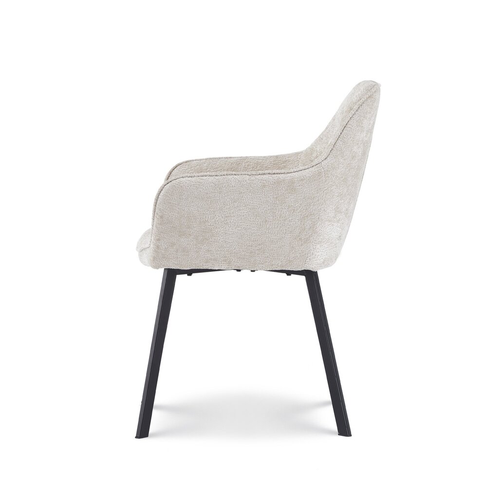 Chaise de salle à manger avec accoudoirs Yurgan tissu chenillé beige
