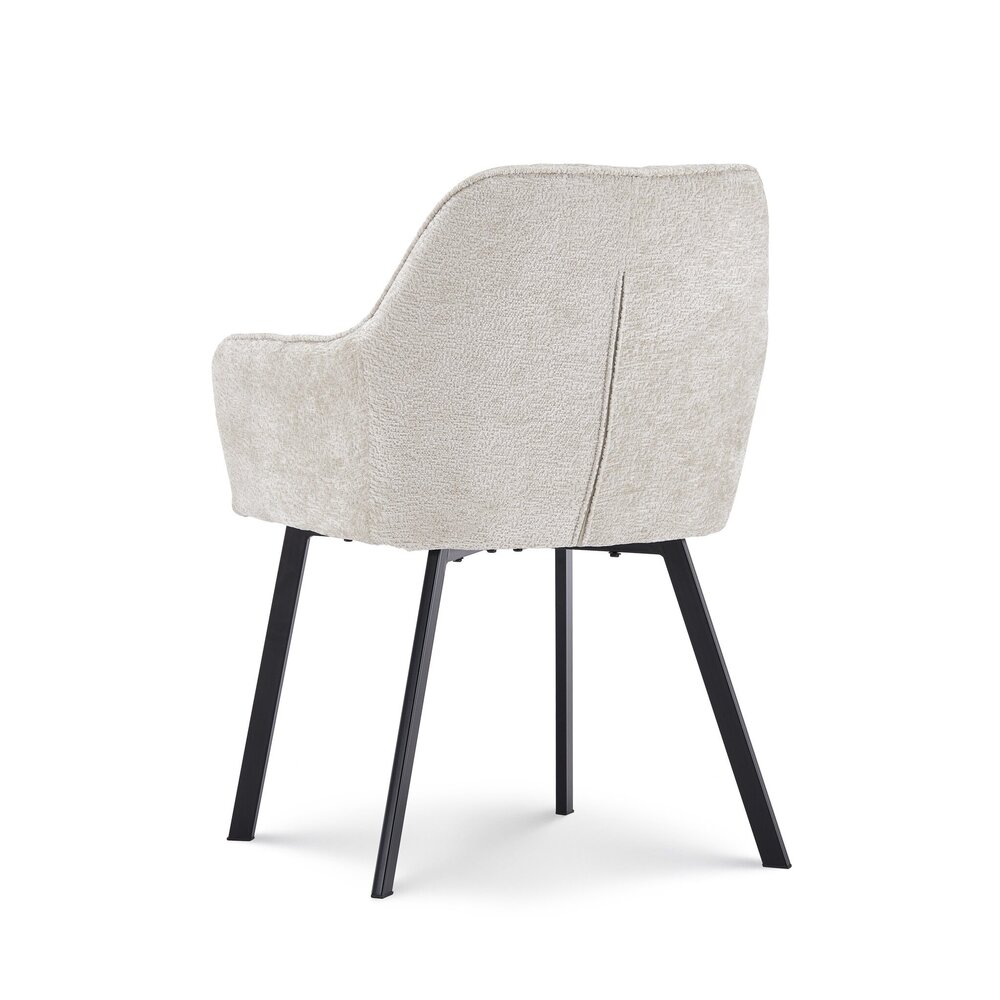 Chaise de salle à manger avec accoudoirs Yurgan tissu chenillé beige