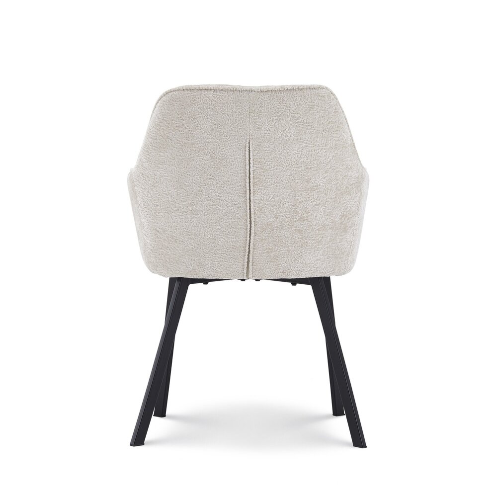 Chaise de salle à manger avec accoudoirs Yurgan tissu chenillé beige