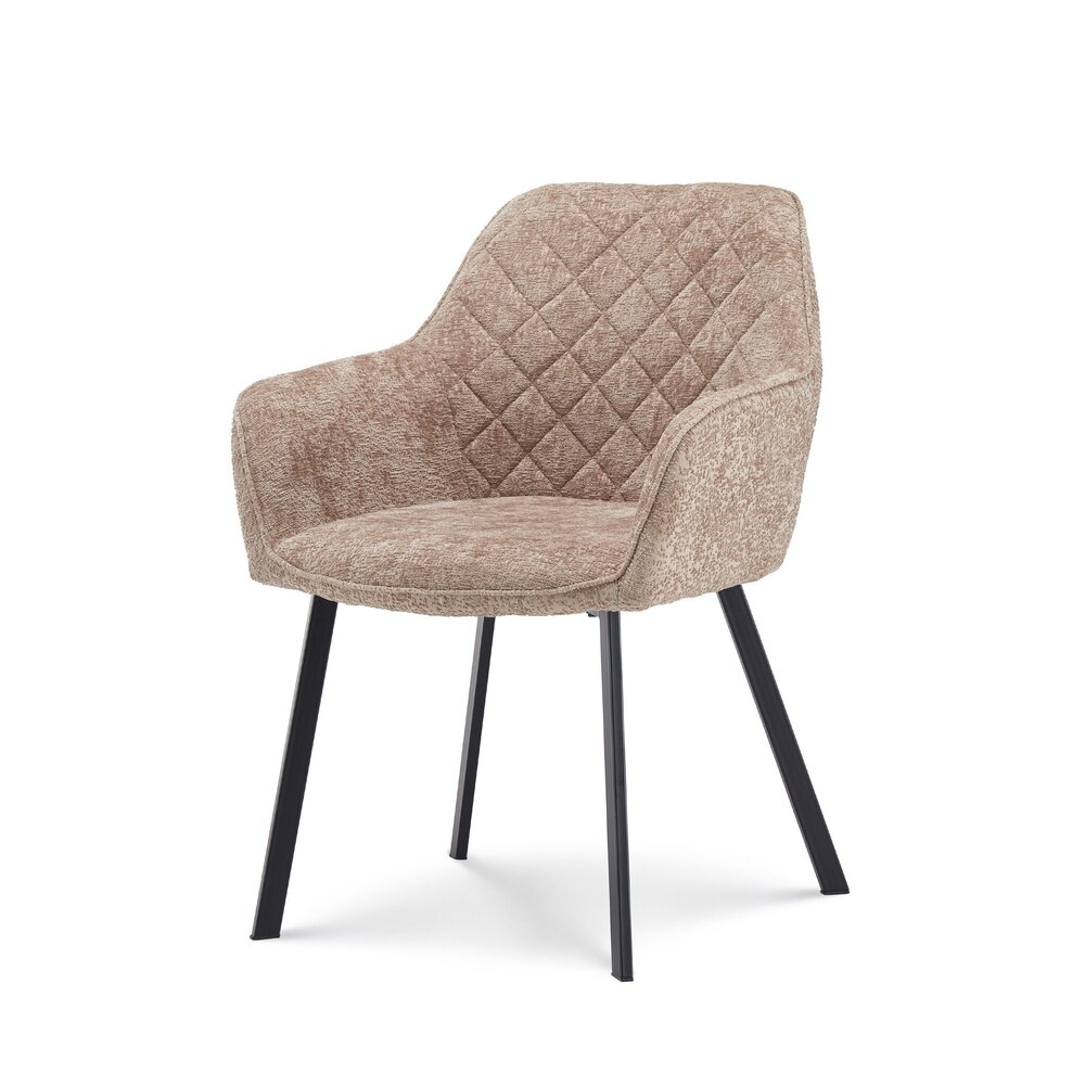 Chaise de salle à manger avec accoudoirs Yurgan tissu chenillé taupe