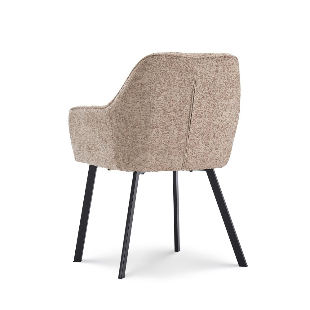 Chaise de salle à manger avec accoudoirs Yurgan tissu chenillé taupe